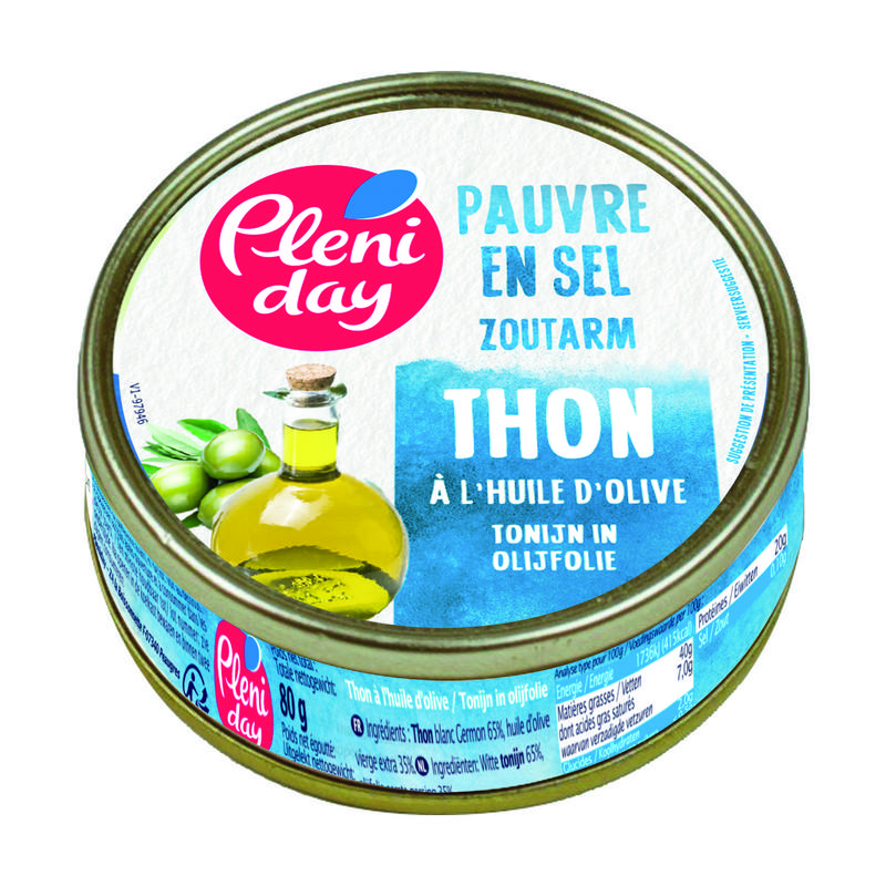 Pleniday Tonijn in olijfolie zoutarm bio