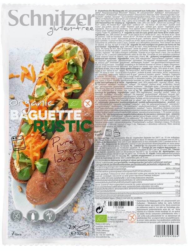 Schnitzer Baguette rustic 160 gram bio