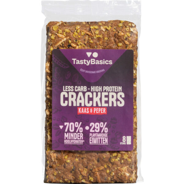 Tastybasics Less carb-high protein crackers kaas peper