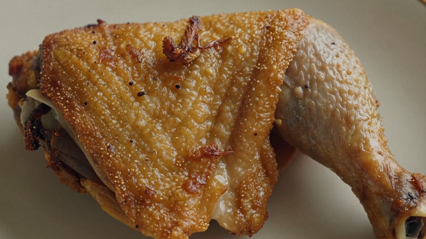 Cooked chicken thigh with crispy skin