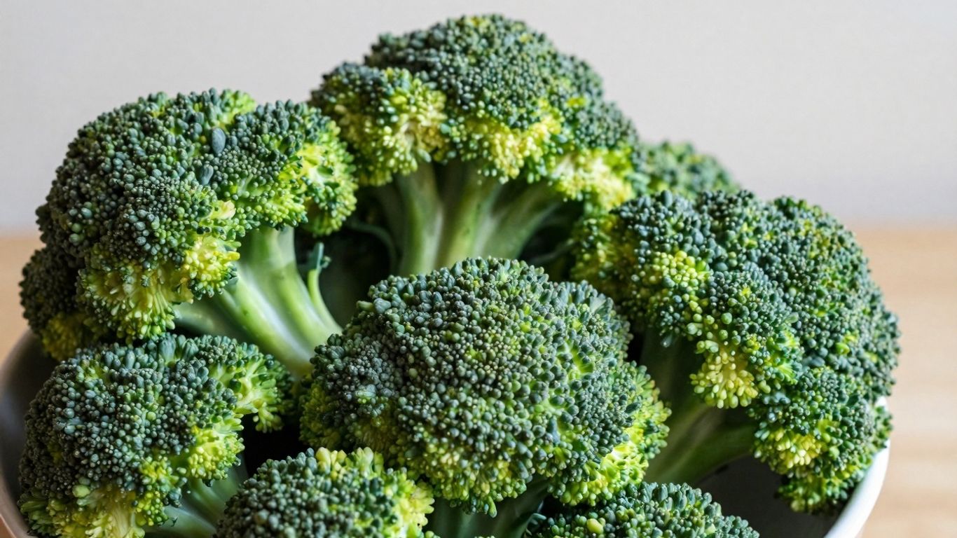 Fresh green broccoli florets in a cup.
